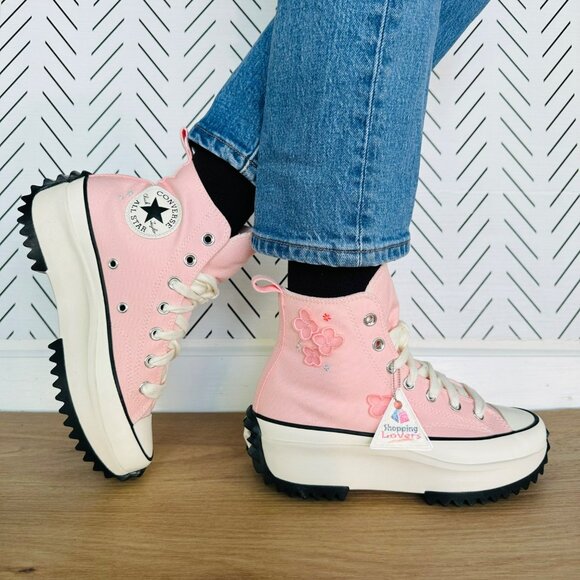 ❤️❤️❤️Converse Run Star Hike Platform 3D Flowers Hi 11 Women Shoes Pink A09801C - Picture 1 of 12